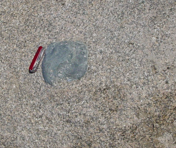 Basalt xenolith in granite at Lost Palms Oasis