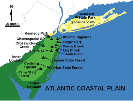 Map of field localities on the Coastal Plain