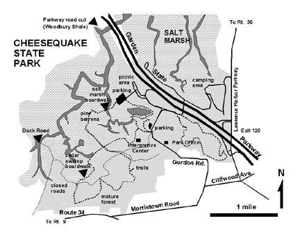 Map of Cheesequake State Park