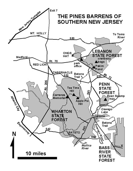 Map of the Pine Barrens of southern New Jersey