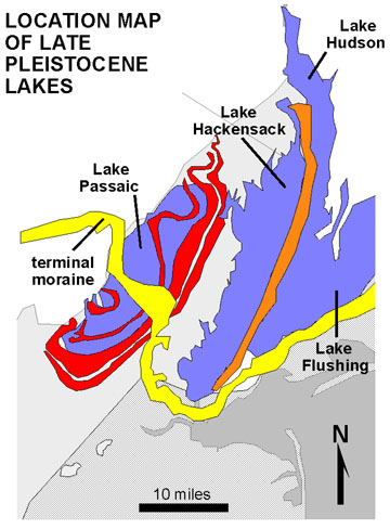 Location map of Pleistocene lakes in the New York City region