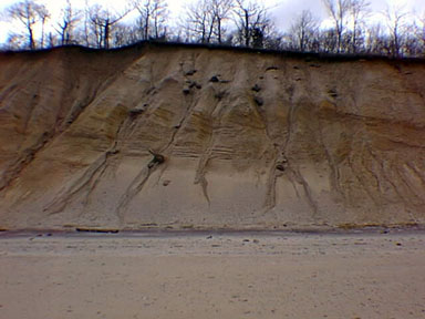 Outwash and glacial till in sea cliffs at Caumsett State Park
