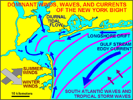 Dominant winds, waves, and current patterns of the New York Bight