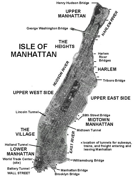 Aerial photograph map of Manhattan Island