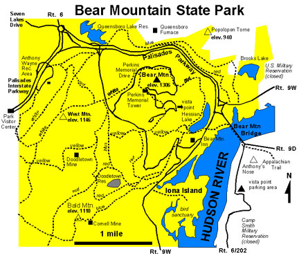 Trail map of Bear Mountain State Park