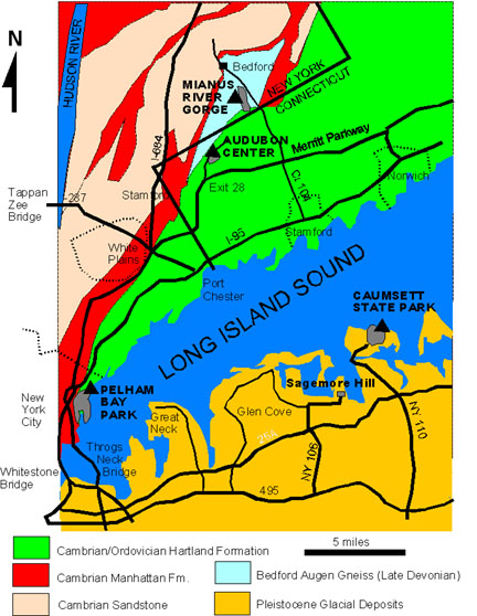 Geologic map of western Long Island Sound region of New York