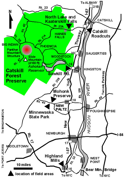 Map of the Catskill Mountains and central Hudson Valley region