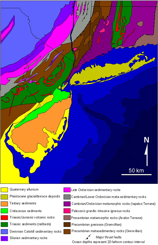 Geologic map of the New York City region