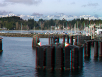 Ferry dock at Kingston, Olympic Range in distance