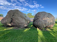 Two of the Three Sisters, large glacial erratics granite boulders.