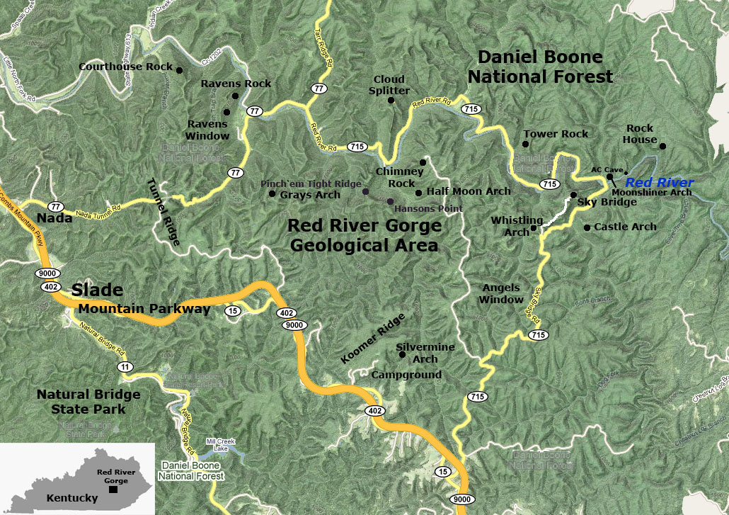 Topo Trail Map Red River Gorge