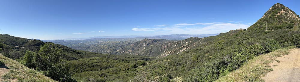 Panoramic view looking north from the overlook area on Piuma Road along the crest of the Santa Monica Mountains east of the Visitor Center.