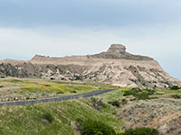 View of Centinal Rock on the south side of Highway 92 taken from an overlook stop near the park entrance.