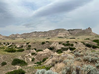 Wide-angel view of Scotts Bluff taken from the the park entrance overlook.