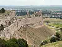 View of the massive rock layers exposed along the Saddle Rock Trail.