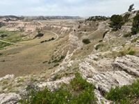 View of the cliffs and the park road from the South Overlook