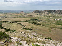 View looking south at the valley near the Visitor Center in Scotts Bluff National Monument.