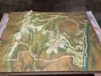 A 3D model of Scotts Bluff on display in the Visitor Center.