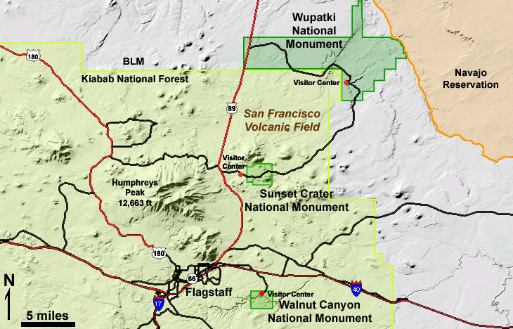 Map of the Flagstaff, Arizona region