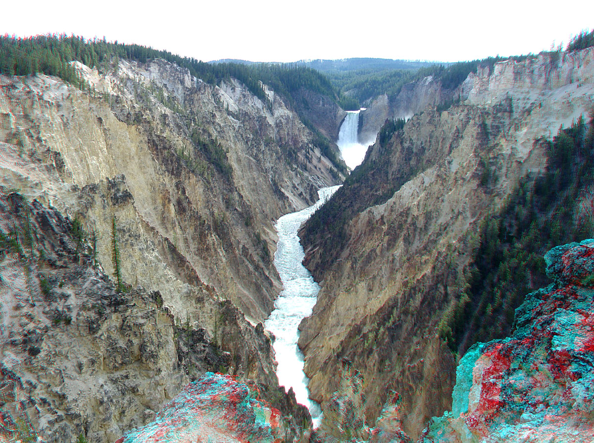 Artists Point Overlook of the Grand Canyon of the Yellowstone with Lower Falls. 