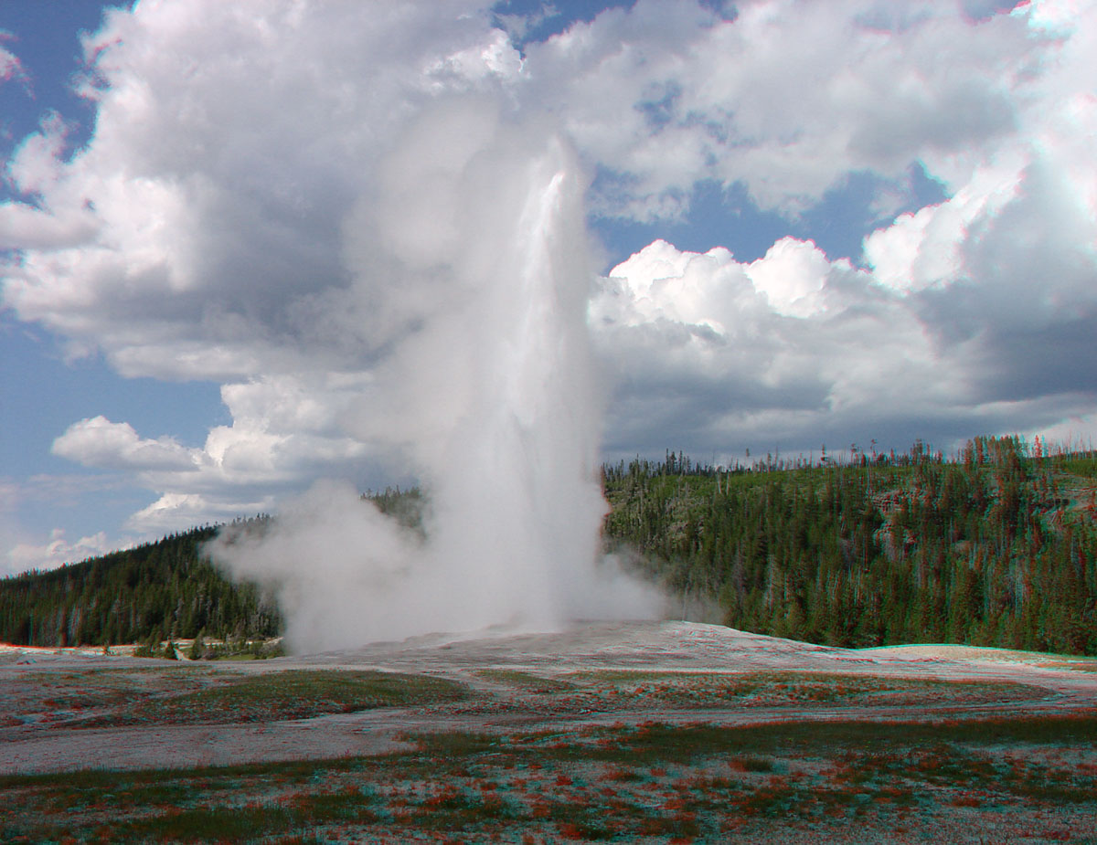 Old Faithful Geyser from near Old Faithful Lodge. 