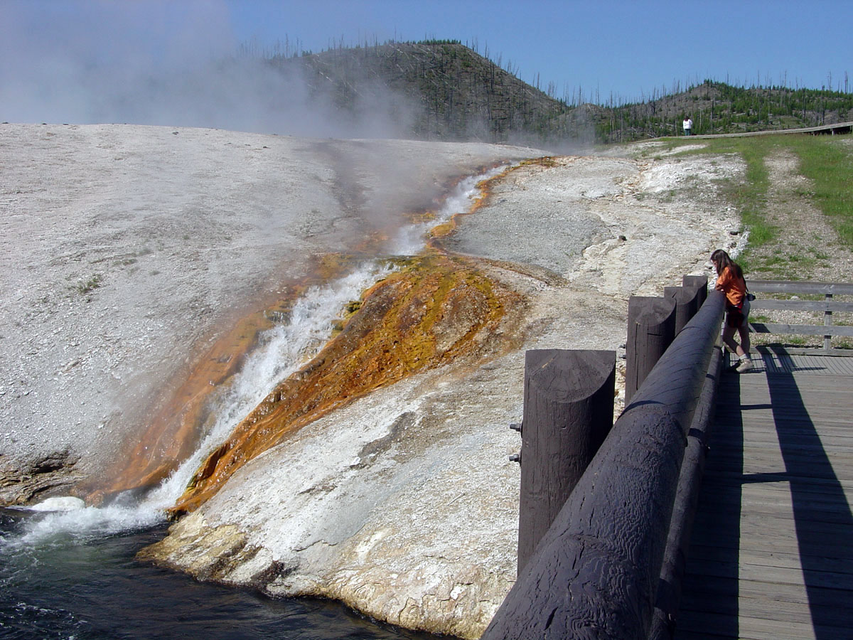 Hot water falls near the Walking Bridge