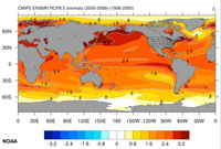 Climate change map model for the late 21st century produce by NOAA