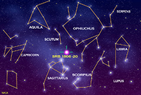 A constellation chart of stars visible in the fall night sky