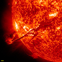 A solar flare erupting on the Sun;s surface