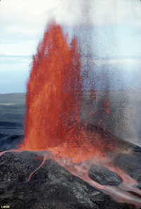A volcanic eruption on Hawaii's Kilauea Volcano in Hawaii illustrates that degassing of the Earth's interior is still occurring.