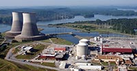 Aerial view of the Watts Bar nuclear power plant with cooling towers in Tennesee (U.S. Dept. of Energy photo).
