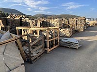 Palettes of decorative stone slabs used for patio or wall decorative construction.